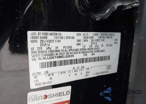 2021 Lincoln Navigator Reserve from USA, damaged, VIN 5LMJJ2KT6MEL02835